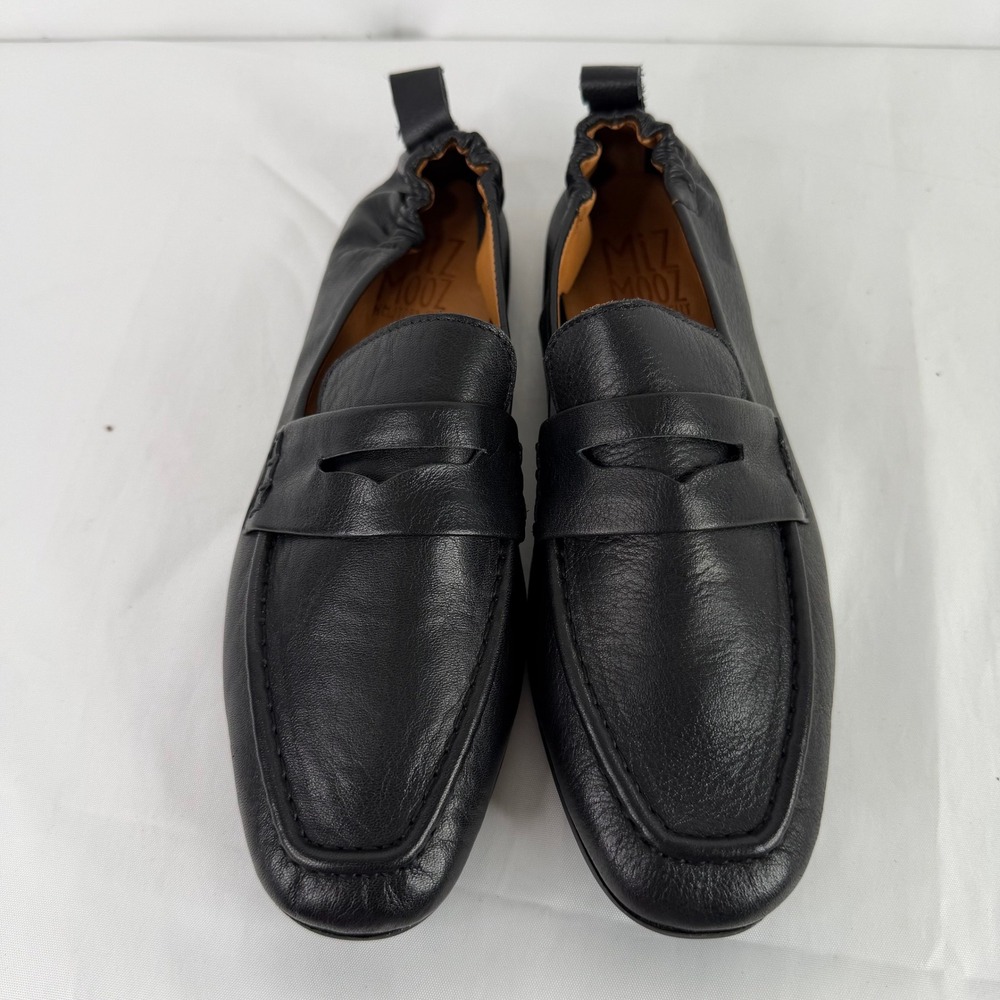 Miz Mooz Geeana Black Leather Penny Loafers Elastic Heel Flats Size 38 - Picture 7 of 8